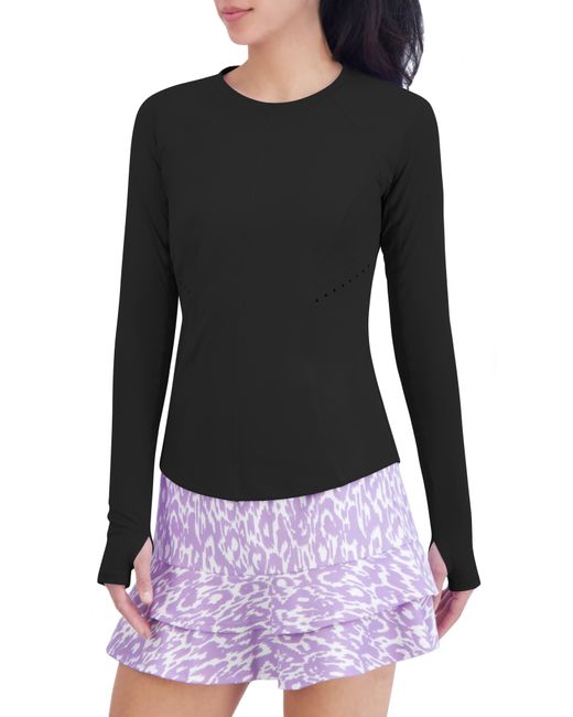 SAGE Collective Black Streamlined Perforated Long Sleeve Performance Top