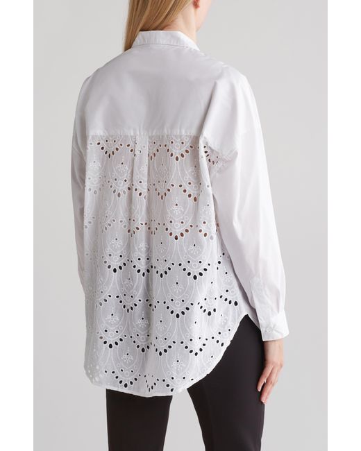 Ellen Tracy White Eyelet Embroidered Top
