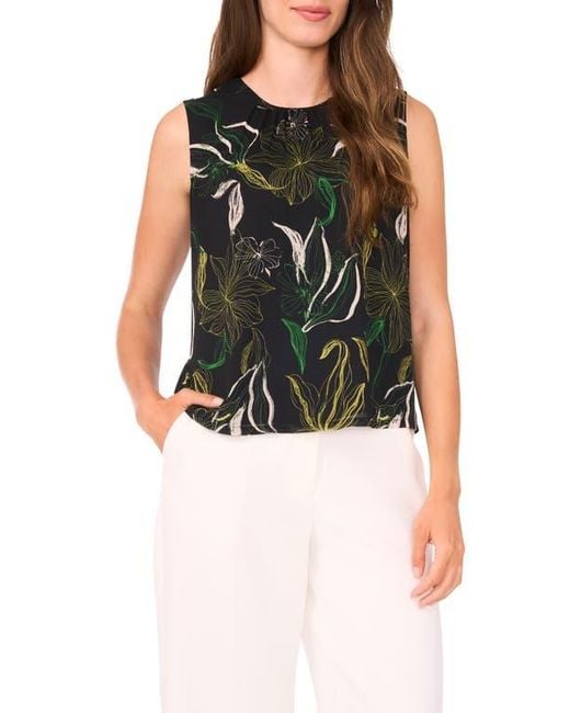 Halogen® Black Gathered Neck Sleeveless Shell