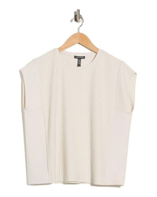 Eileen Fisher Natural Textured Stretch Rib Crewneck Top
