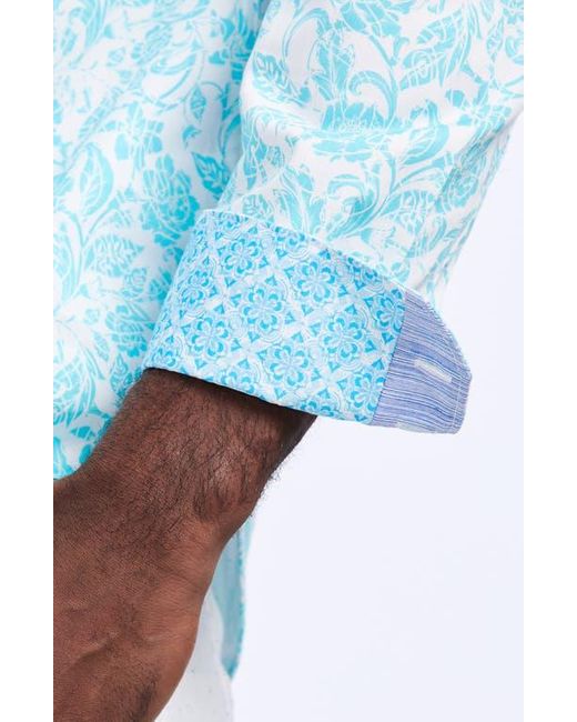 Robert Graham Blue Caledon Cotton Button-Up Shirt for men