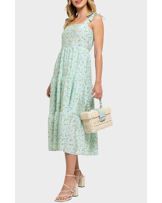 AUGUST SKY Blue Floral Tie Strap Sundress