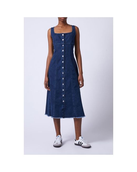 French Connection Arywode Sleeveless Fray Hem Denim Midi Dress in Blue | Lyst French Connection Arywode Sleeveless Fray Hem Denim Midi Dress in Blue | Lyst