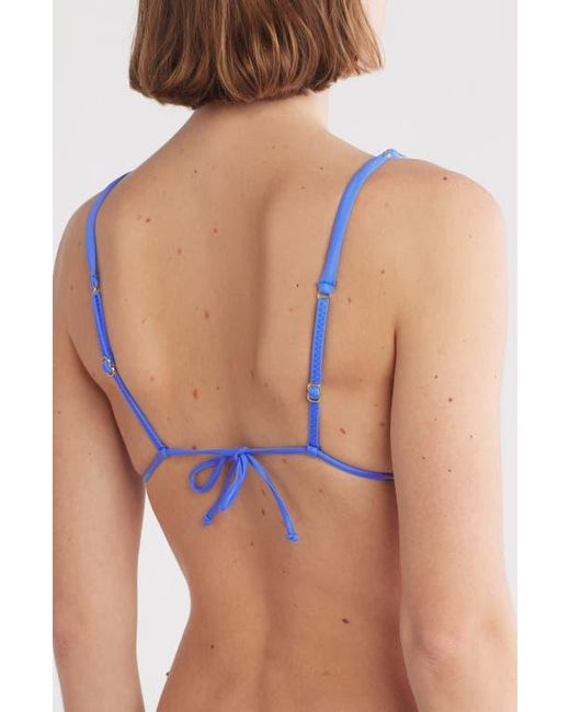 ViX Blue Solid Beads Triangle Bikini Top