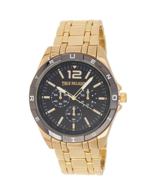 TRUE RELIGION Round Logo Bezel Bracelet Watch, 43.2Mm in Metallic