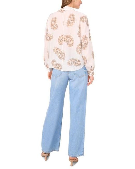 Halogen® Blue Long Sleeve Tie Hem Button-Up Shirt