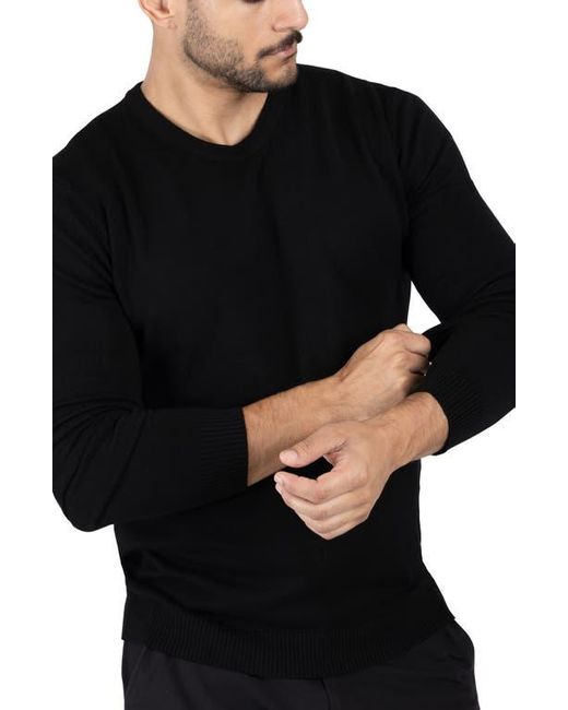 Xray Jeans Black Crewneck Knitted Viscose-Blend Pullover Sweater for men