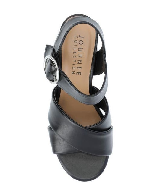 Journee Collection Black Akeely Block Heel Platform Sandal