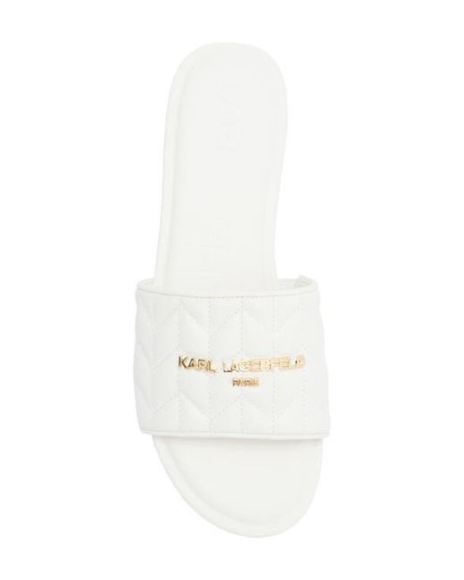KARL LAGERFELD Cati Quilted Slide Sandal in White | Lyst display picture 1