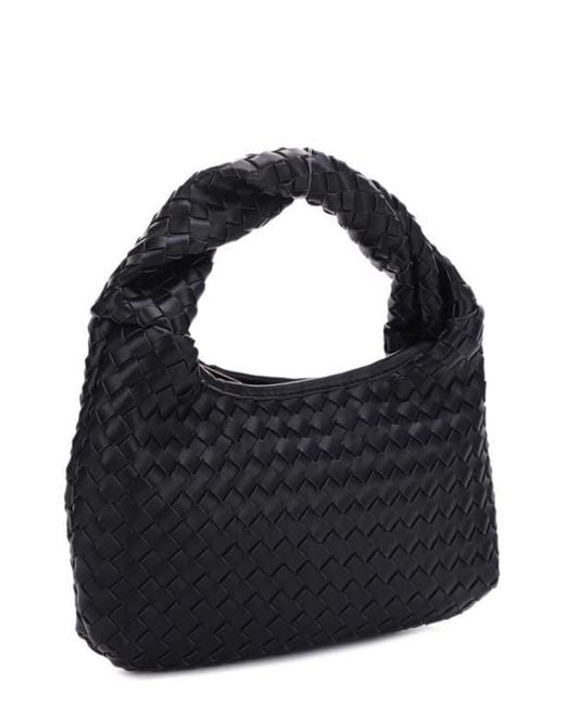 MALI + LILI Black Libby Diamond Weave Twist Handle Shoulder Bag