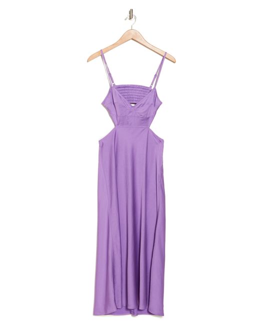 A.L.C. Purple Blakely Rumpled Satin Cutout Midi Dress