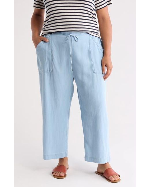 Tahari Blue Tencel Crop Wide Leg Pants
