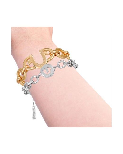 True Religion Metallic Set Of 2 Two-Tone Logo Chain Bracelets