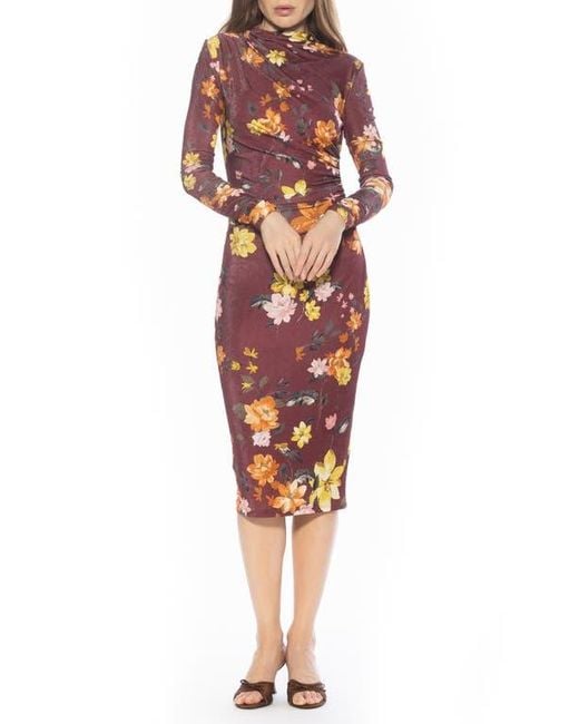 Alexia Admor Red Kim Bodycon Long Sleeve Midi Dress