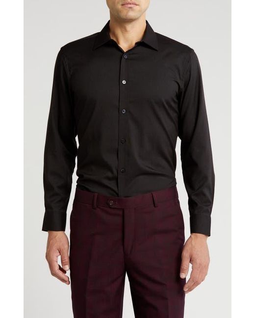 Tom Baine Black Textured Performance Button-Up Shirt for men