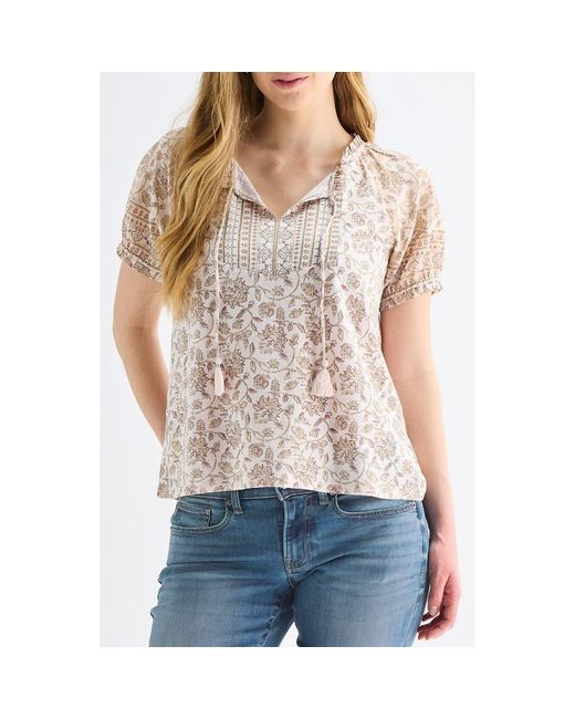 Lucky Brand White Split Neck Top