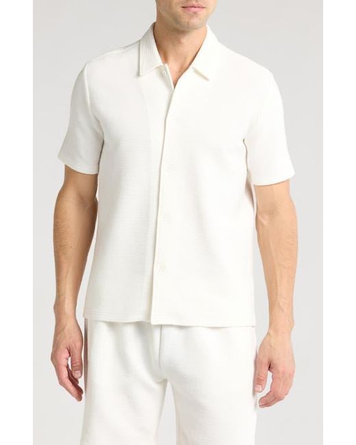 FLEECE FACTORY White Rhone Short Sleeve Button-Up Shirt for men