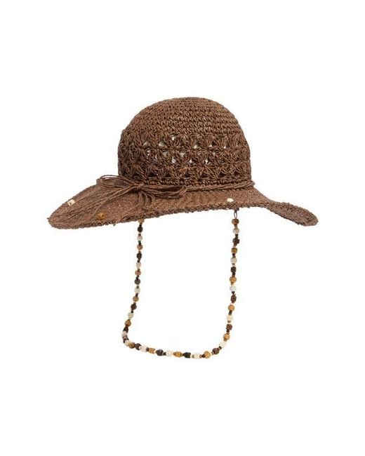 Steve Madden Brown Beaded Straw Hat