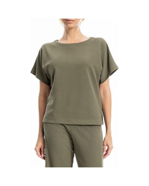 Max Studio Green Back Stitch Knit T-Shirt