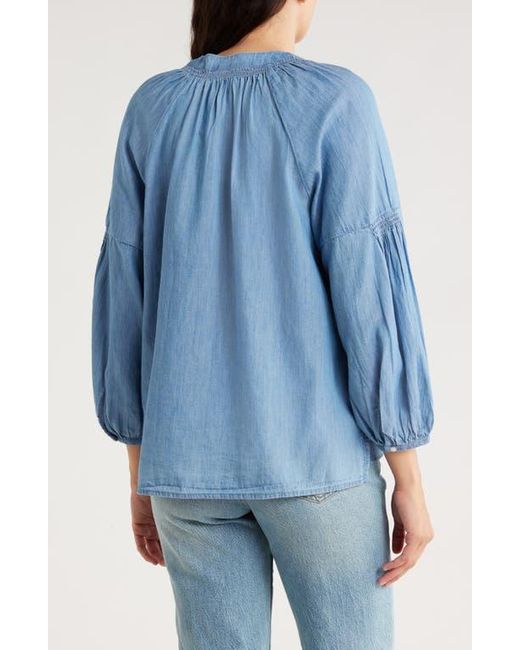 Caslon Blue Chambray Popover Top