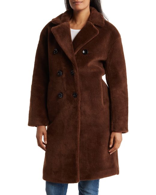 Rebecca Minkoff Brown Faux Shearling Double Breasted Coat