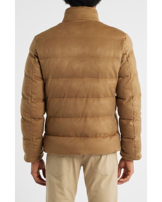 Aurélien Brown Water Resistant Quilted Wool Puffer Jacket for men