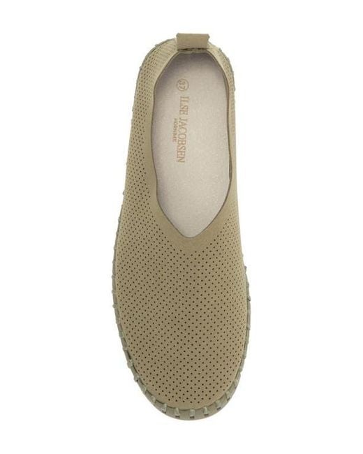 Ilse Jacobsen Green Tulip Perforated Slip On Sneaker