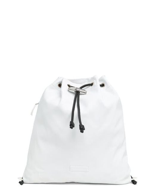 Longchamp White Recycled Drawstring Backpack