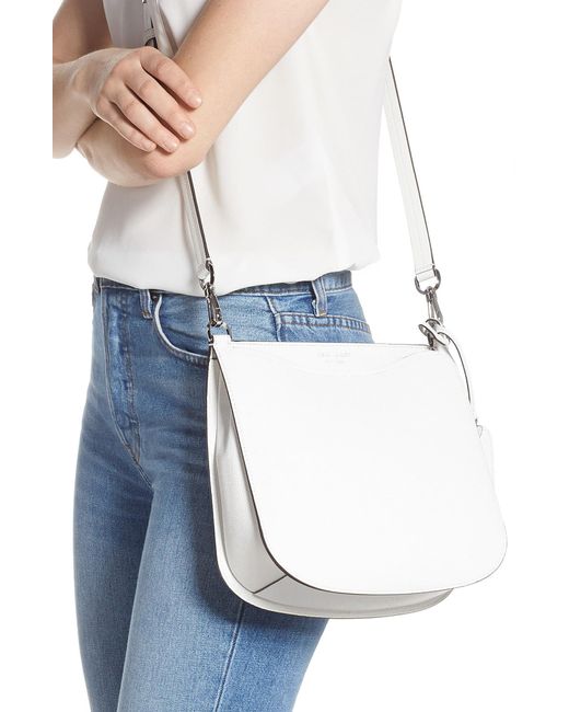 Kate Spade Leather Margaux Large Crossbody Bag in White - Lyst
