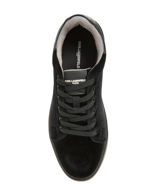 Velvet Karl Lagerfeld Black Men\'s Shoes KARL LAGERFELD Embroidered Logo Velvet Sneaker in Black for  main image 4