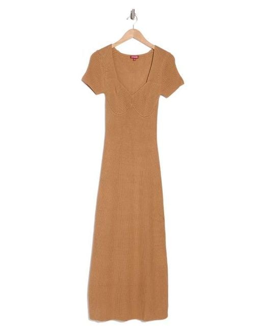Staud Brown Camden Short Sleeve Maxi Sweater Dress