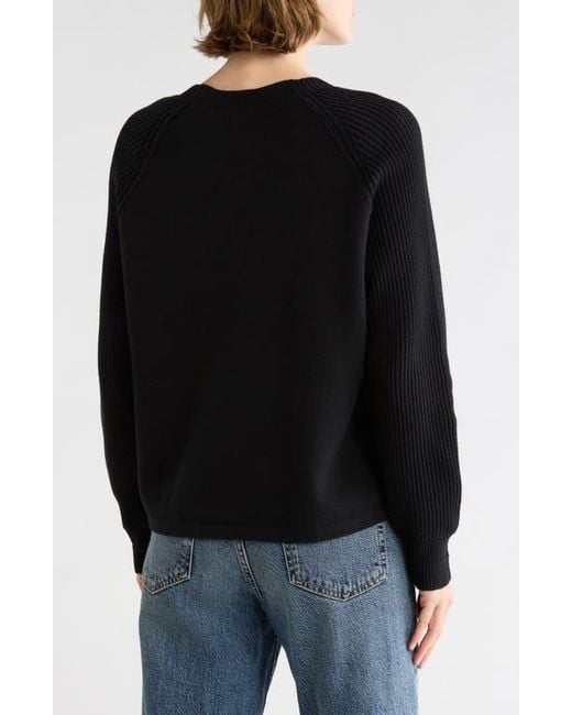 Vince Black Ribbed Cotton Pullover
