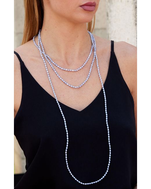 SAVVY CIE JEWELS 7-8mm Blue Freshwater Pearl Long Necklace