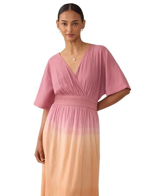Faherty Brand Pink Mila Ombré Organic Cotton Gauze Maxi Dress