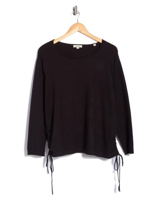 Max Studio Black Cinching Side Tie Pullover Sweater