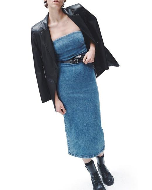 Rag & Bone Blue Jasmine Strapless Denim Midi Dress