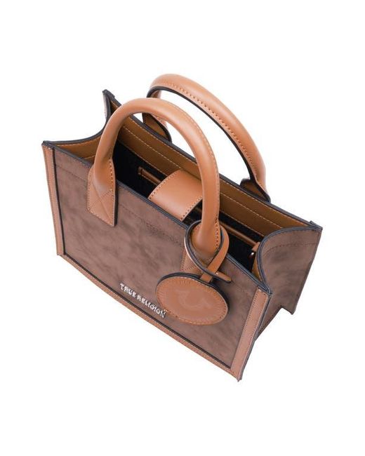 True Religion Brown Top Handle Box Tote Bag