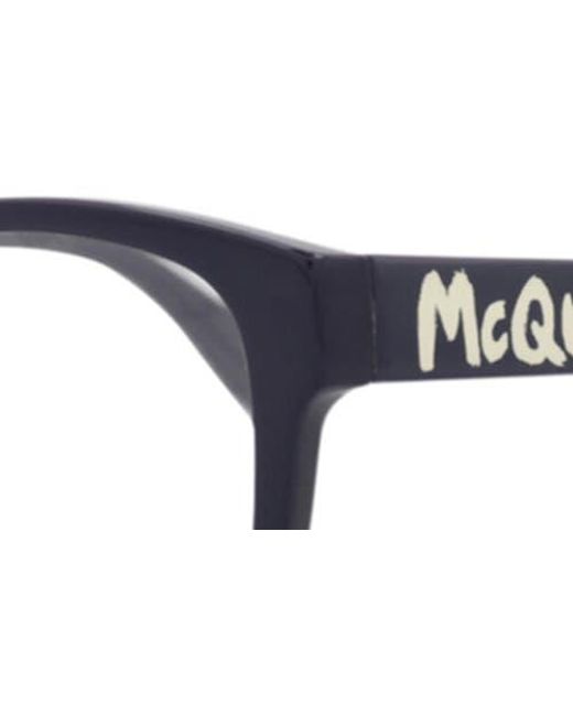 McQueen Black 52Mm Square Optical Glasses for men