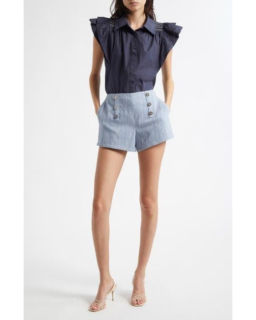 Ramy Brook Blue Samira Front Button Shorts