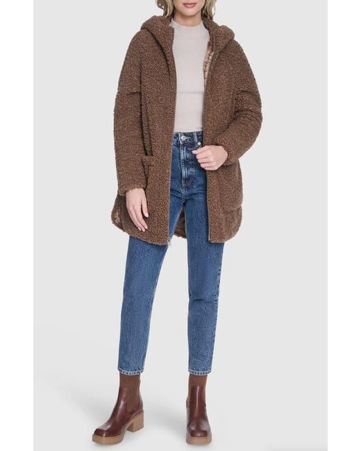 Andrew Marc Brown Seneca Faux Shearling Hooded Jacket