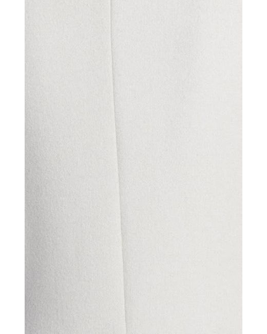 Tahari White 'Sara' Ruffle Collar Wool Coat