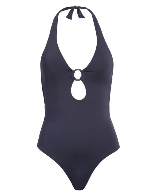 Sea Level Blue Keyhole Halter One-piece Swimsuit