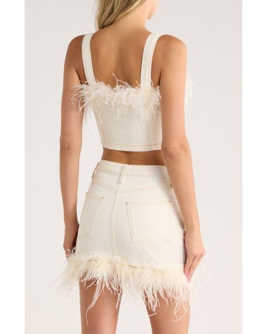 Jonathan Simkhai White Reeves Feather Trim Top