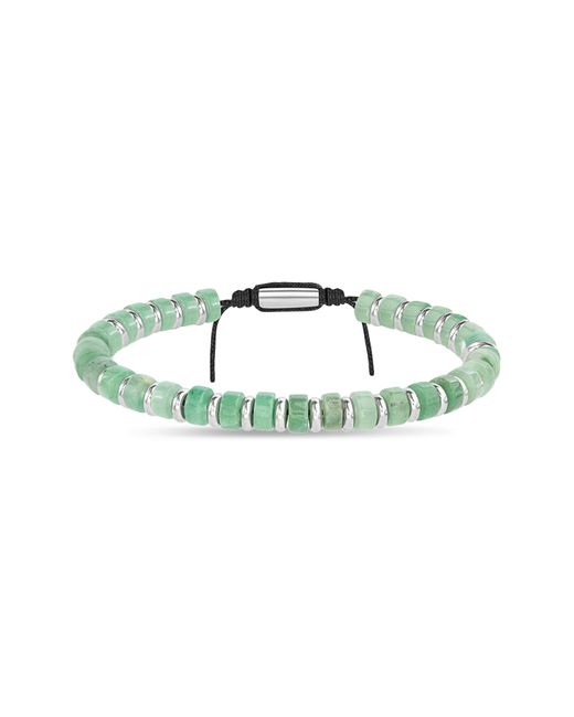 Nautica Stainless Steel Green Aventurine Beaded Slider Bracelet for men