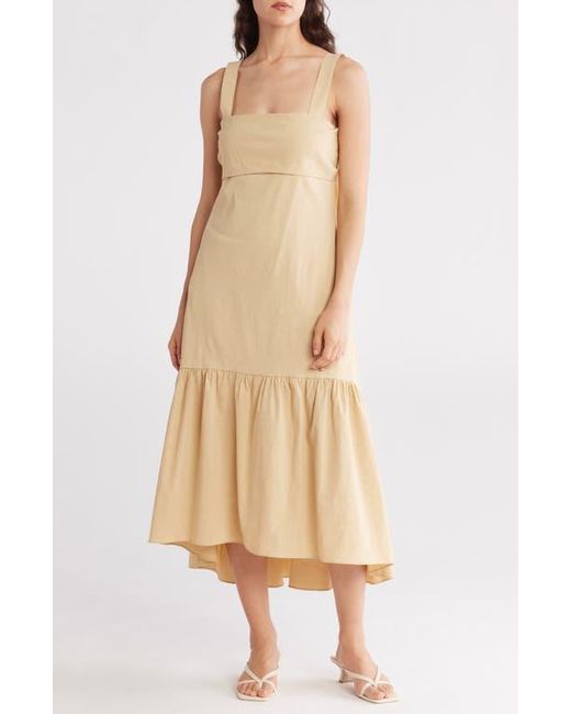Theory Natural Linen Blend Midi Dress