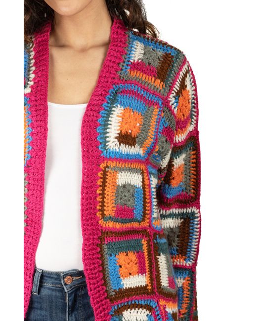 Saachi Granny Square Crochet Cardigan in Red Lyst