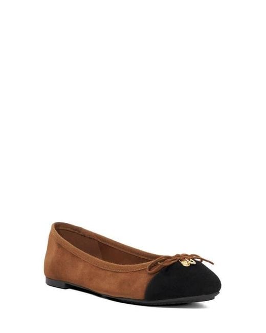 Dune Brown Harpington Cap Toe Ballet Flat