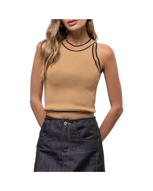 Blu Pepper Blue Contrast Knit Tank