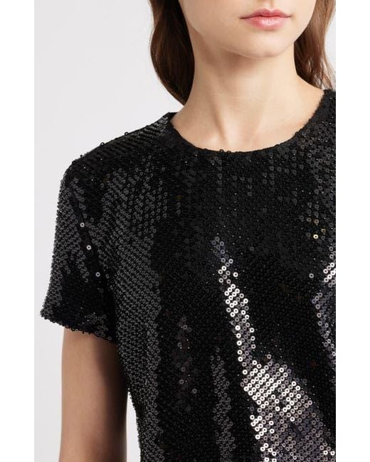 FRAME Black Sequin Crop Top