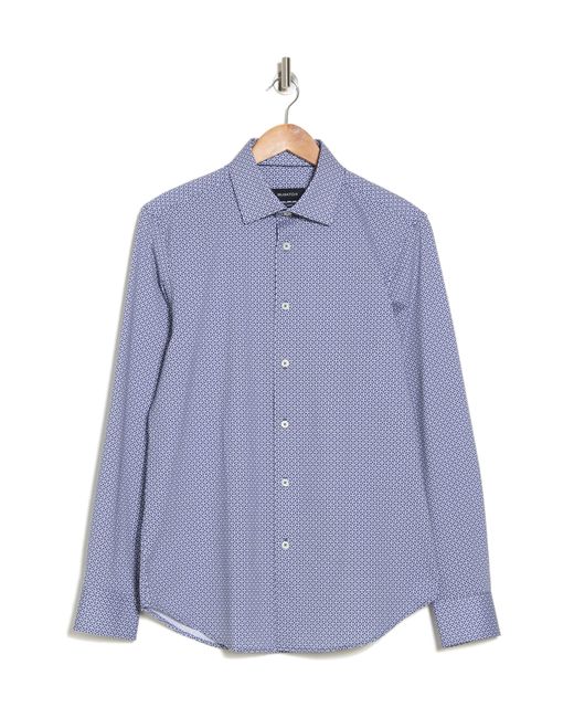 Bugatchi Blue Trim Fit Geo Print Stretch Cotton Button-up Shirt for men